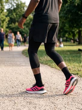 Ultrarun 5 Running Shoes – A summer-ready athletic set consisting of black mesh training shorts, a slate grey breathable tank top, and a black running cap with reflective details for a balanced, functional aesthetic.