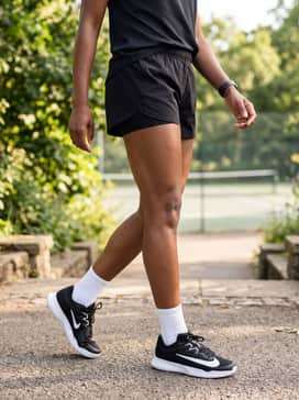 Vapor Pro 3 – A relaxed weekend court-style look with black athletic shorts, a breathable white mesh tee, and a black visor to keep the focus on functionality and style.