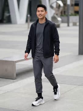 Velocity Nitro 4 – Pair with black tapered joggers, a charcoal grey moisture-wicking performance tee, and a sleek matte black windbreaker for a cohesive athletic look.